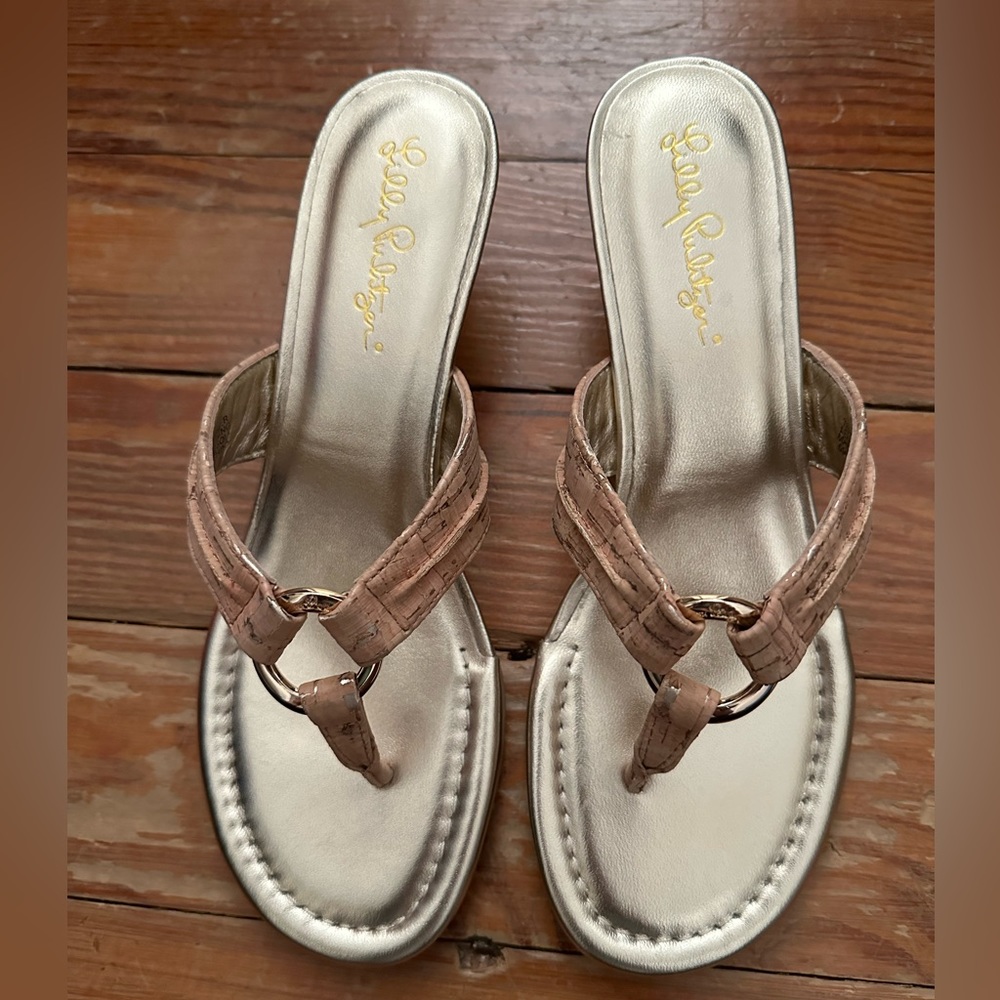 Gold Mckim wedge by Lily pulitzer